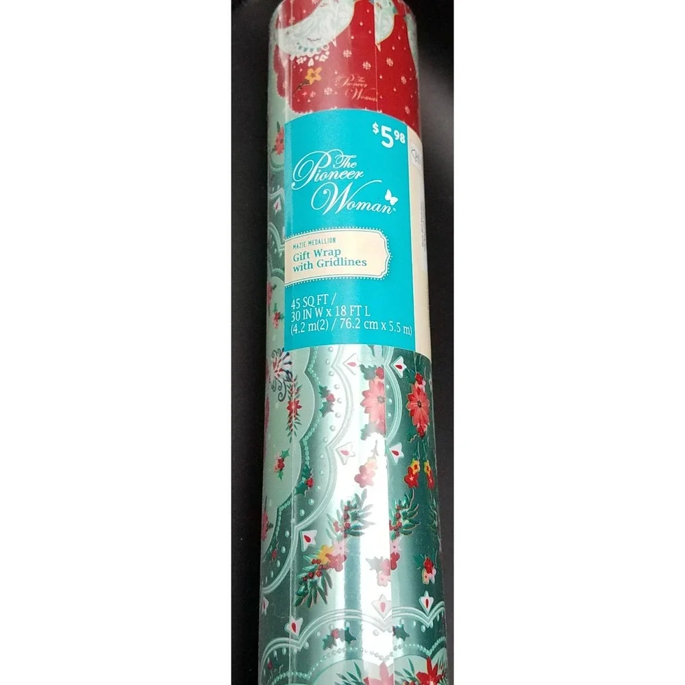 The Pioneer‎ Woman Christmas Wrapping Paper, 1 Roll, 30in 45 Sqft Twin Doves NWT